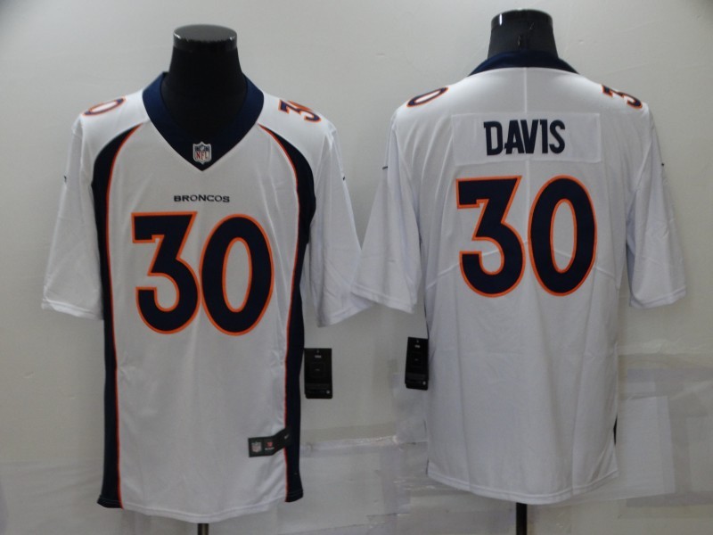 Men's Denver Broncos Terrell Davis #30 White Retired Jersey